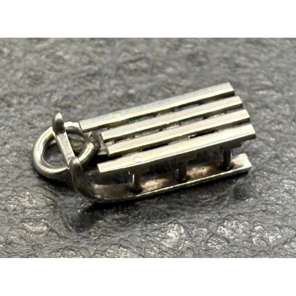 Vintage 800 Silver Winter Snow Sleigh Charm or Pendant
